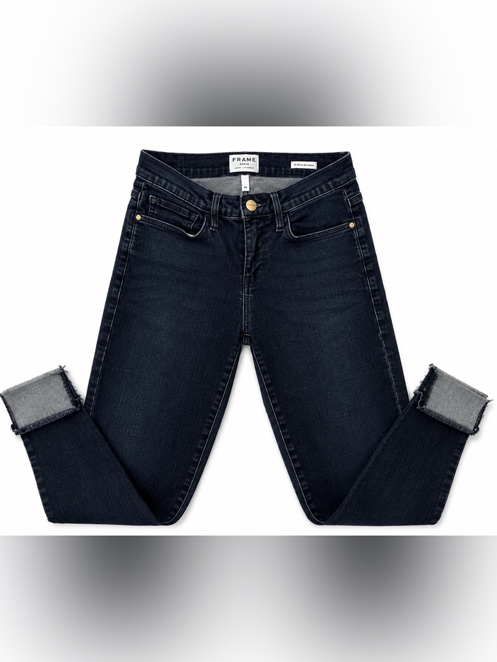 FRAME Le Skinny de Jeanne
Jeans Size 26 Dark Wash
Raw Distressed Hem
